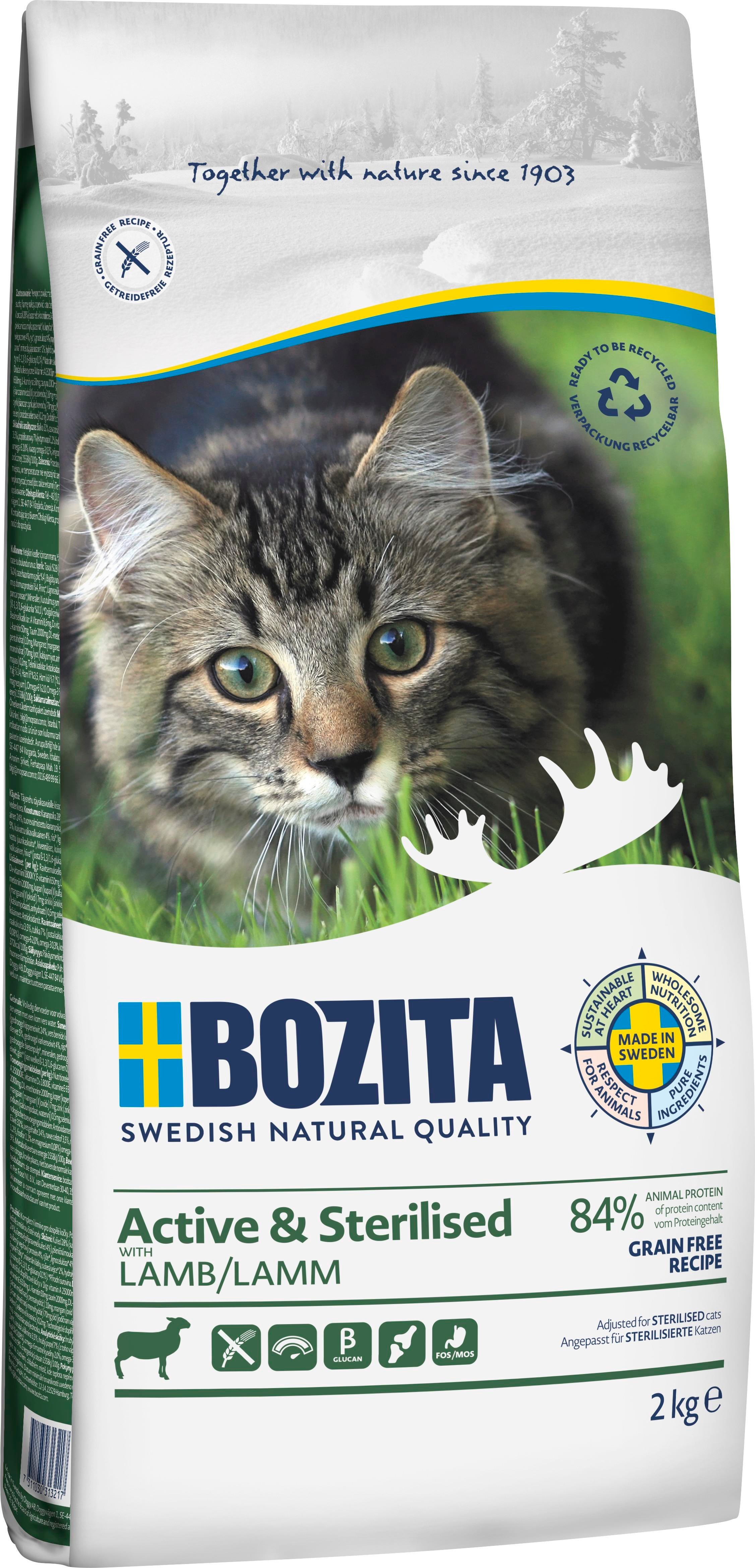 Bozita Active & Sterilised Grain Free Lamb Tahılsız Kuzu Etli Kısırlaştırılmış Kedi Maması 2 Kg