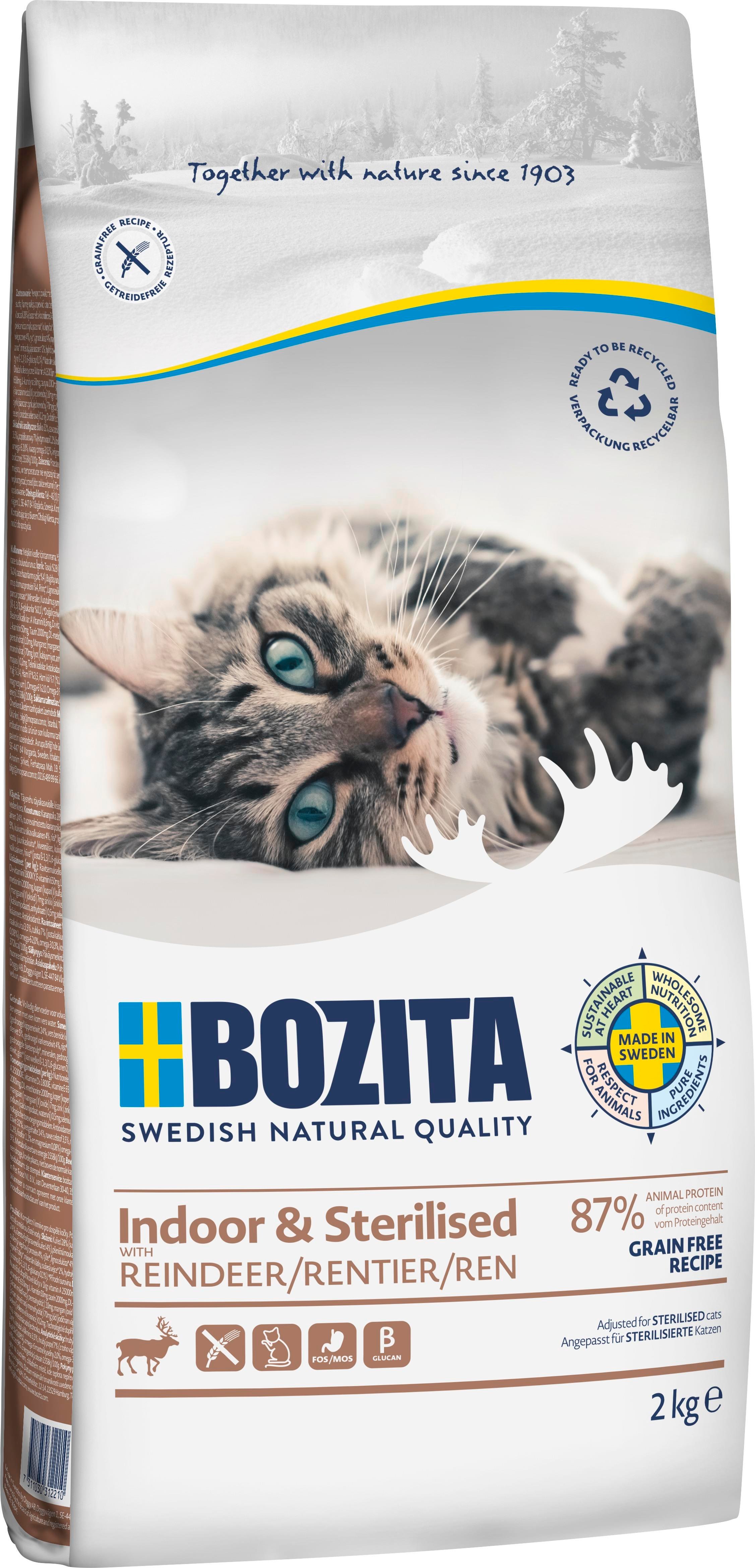 Bozita Indoor & Sterilised Grain Free Reindeer Tahılsız Ren Geyiği Etli Kısırlaştırılmış Kedi Maması 2 Kg
