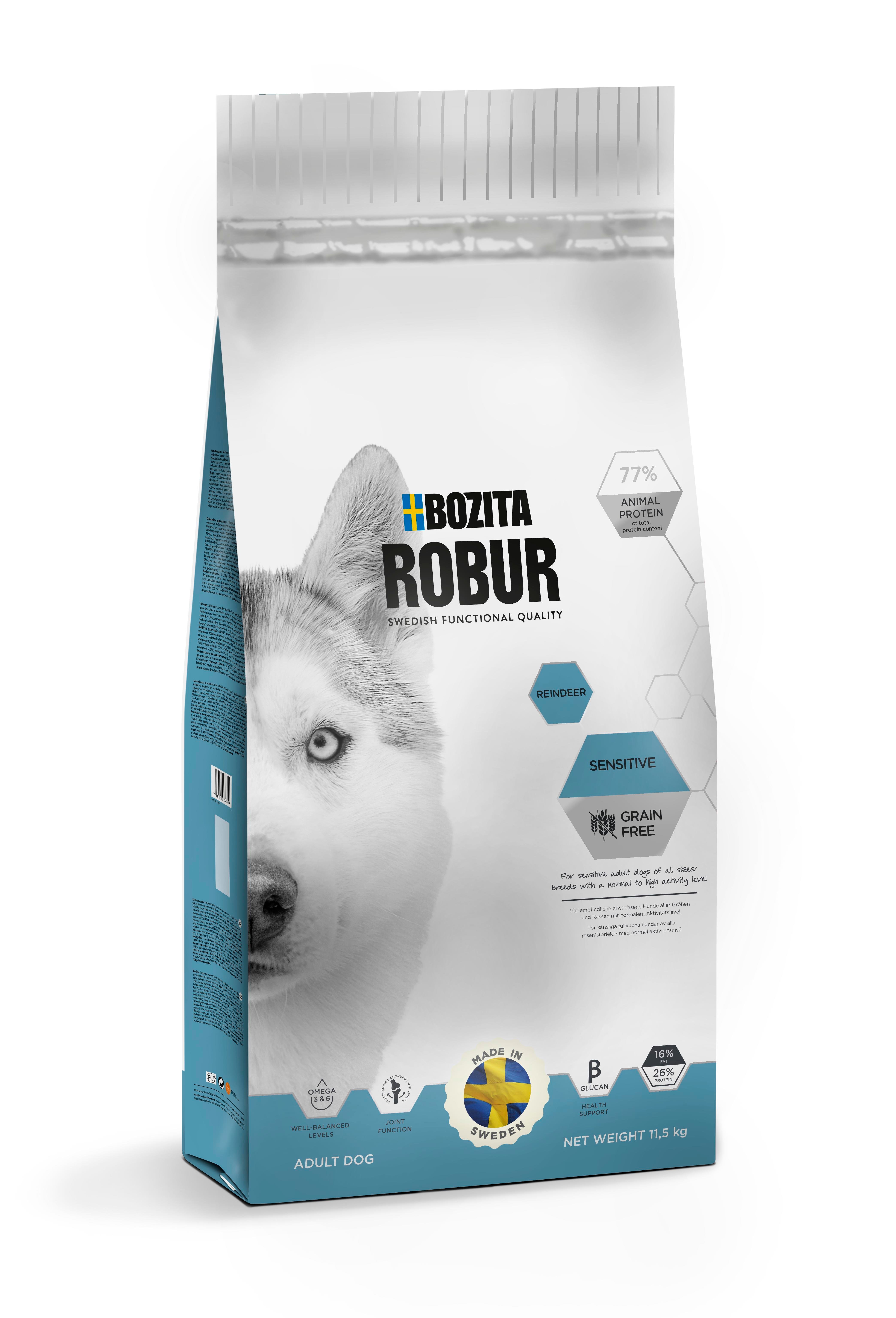 Bozita Robur Sensitive Tahılsız Ren Geyikli Yetişkin Köpek Maması 11,5 Kg