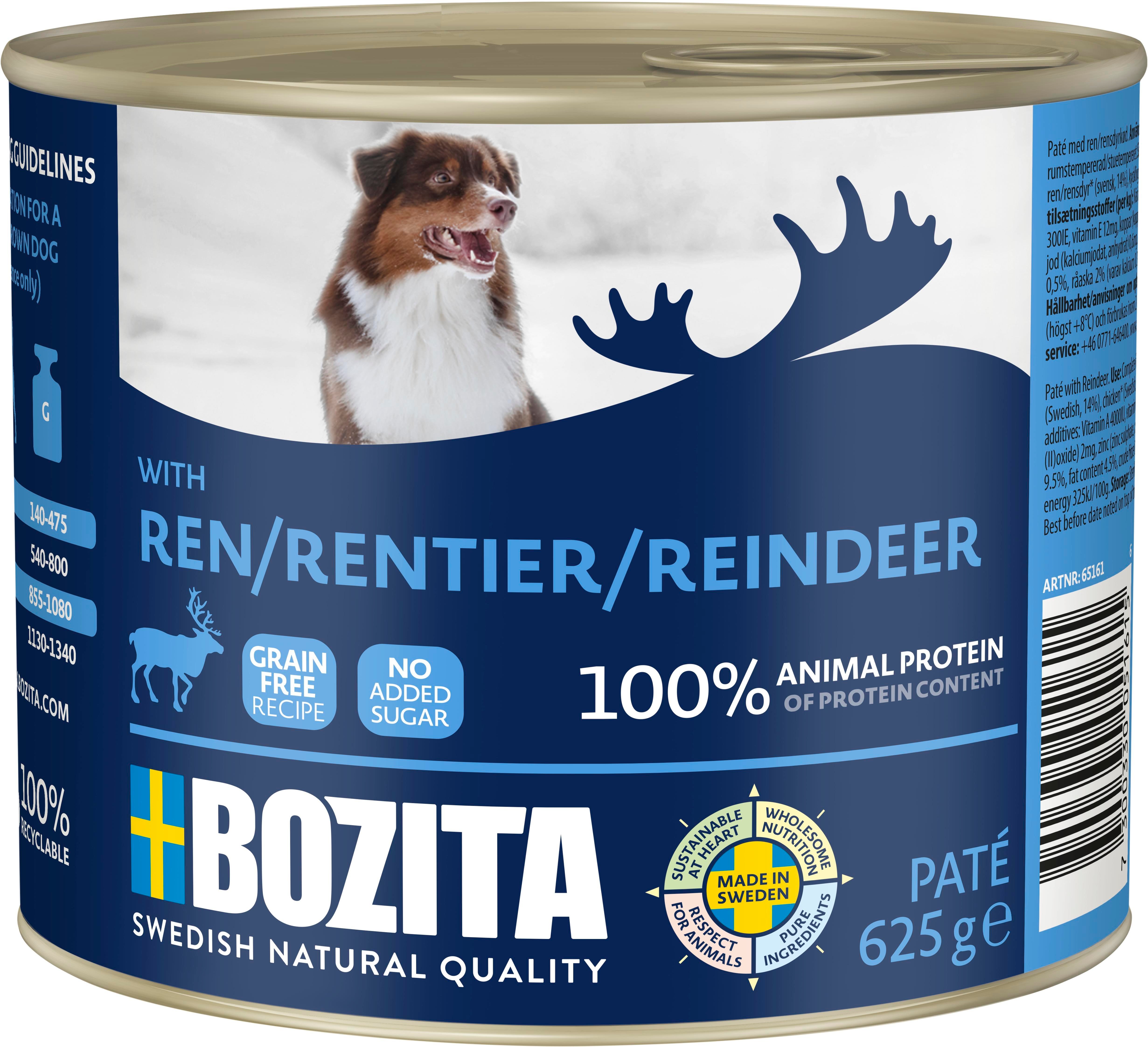 Bozita Tahılsız Ren Geyikli Ezme Yetişkin Köpek Konservesi 625 Gr