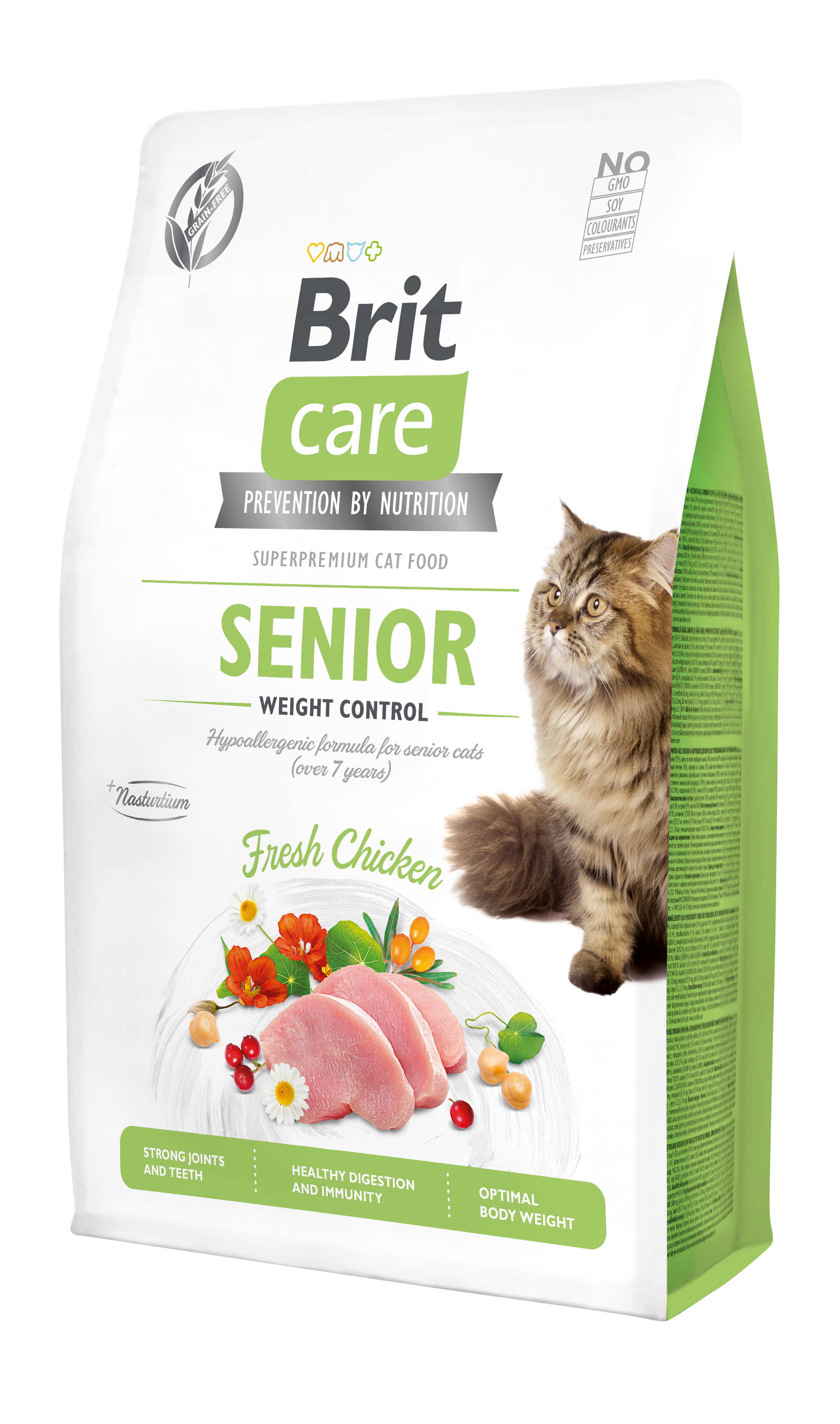 Brit Care Senior Hypo-Allergenic Kilo Kontrolü İçin Tavuklu Tahılsız Yaşlı Kedi Maması 2 Kg