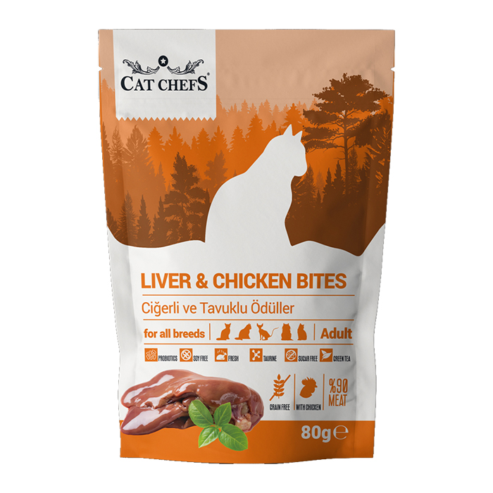 Cat Chef's Liver Chicken Ciğerli ve Tavuk Etli Kedi Ödülü 80 Gr 