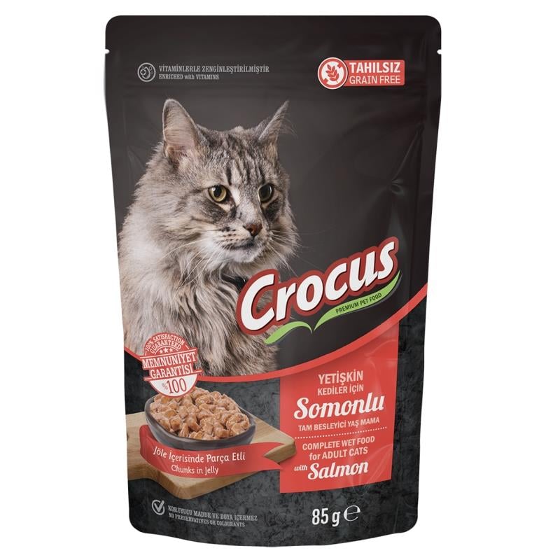 Crocus Tahılsız Kedi Somonlu Pouch Jöleli Yaş Mama 