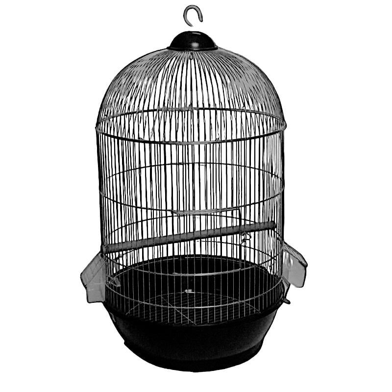 Dayang Yuvarlak Kuş Kafesi Siyah 40x70 Cm