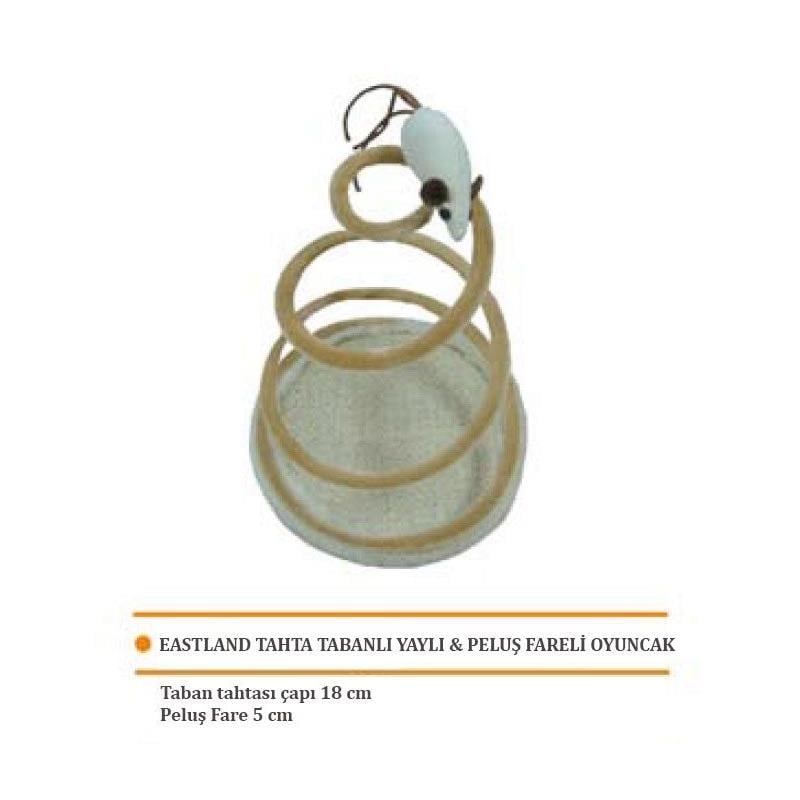 Eastland Tahta Tabanlı Yaylı Peluş Fare Oyuncak 14x24 Cm