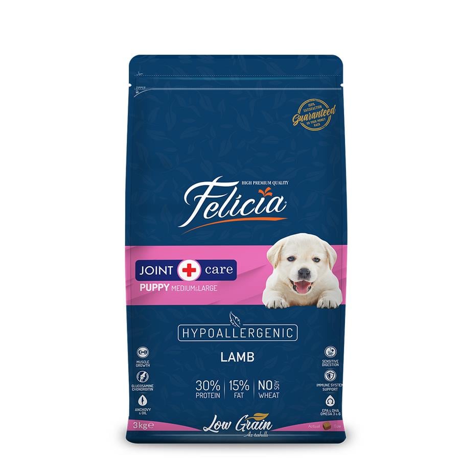 Felicia Kuzulu M/L Az Tahıllı HypoAllergenic Orta ve Büyük Irk Yavru Köpek Maması 3 Kg