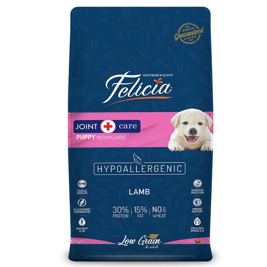 Felicia Kuzulu M/Large Az Tahıllı HypoAllergenic Orta ve Büyük Irk Yavru Köpek Maması 15 Kg
