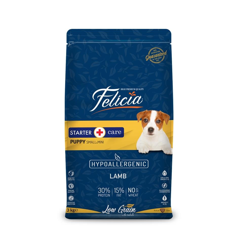 Felicia Kuzulu Small/Mini Az Tahıllı HypoAllergenic Küçük Irk Yavru Köpek Maması 3 Kg 