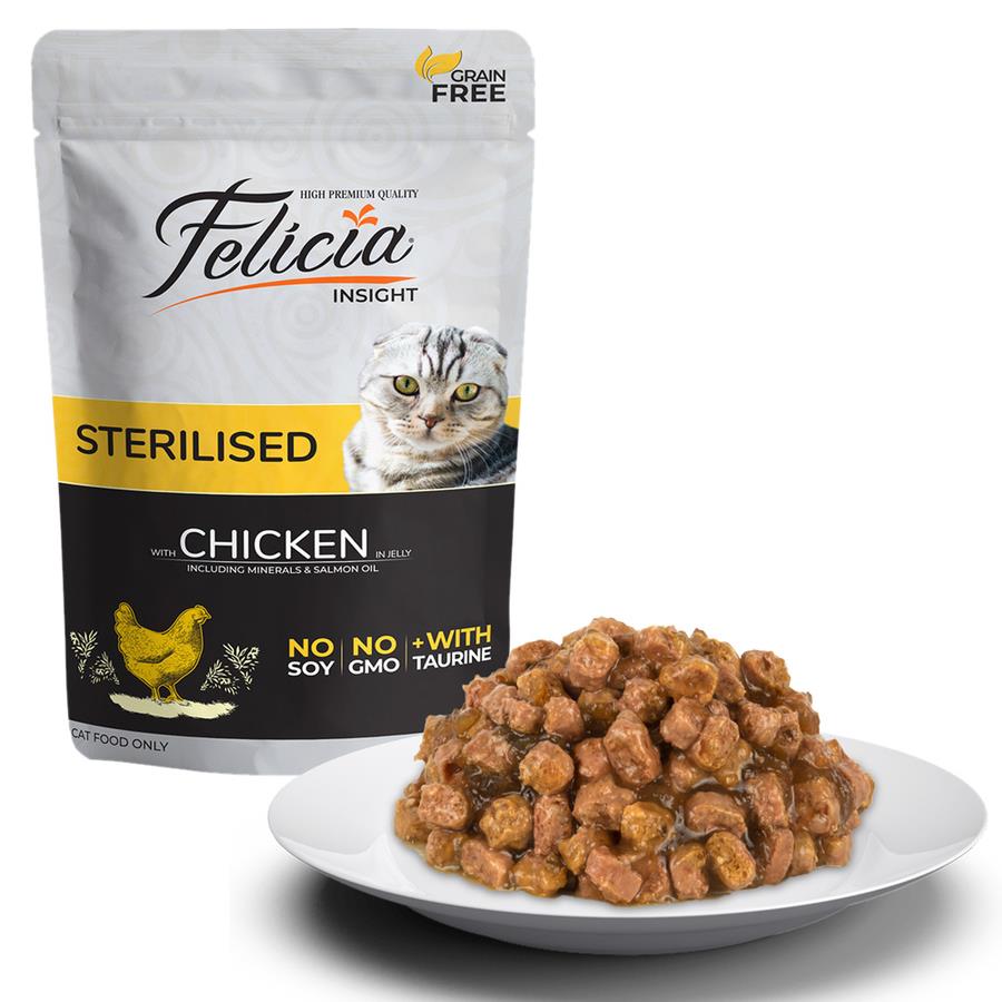Felicia Tahılsız Pouch Sterilised Tavuklu Kısır Kedi Yaş Maması 85 Gr