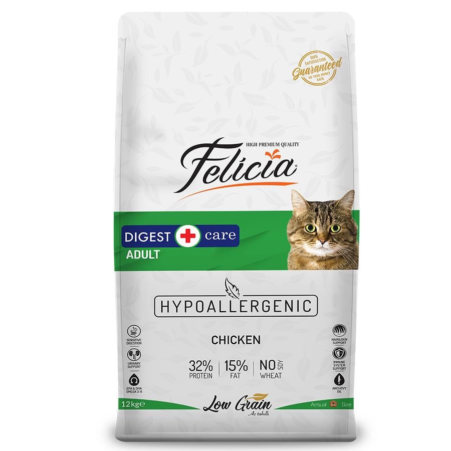Felicia Tavuklu Düşük Tahıllı Yetişkin Kedi Maması 12 Kg