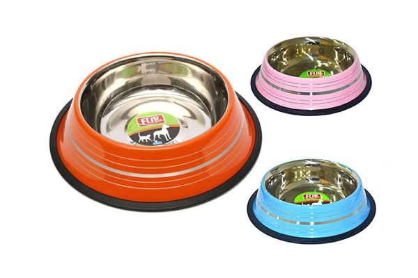 Flip Pet Renkli Şeritli Çelik Mama Kabı 24 Oz 710 Ml