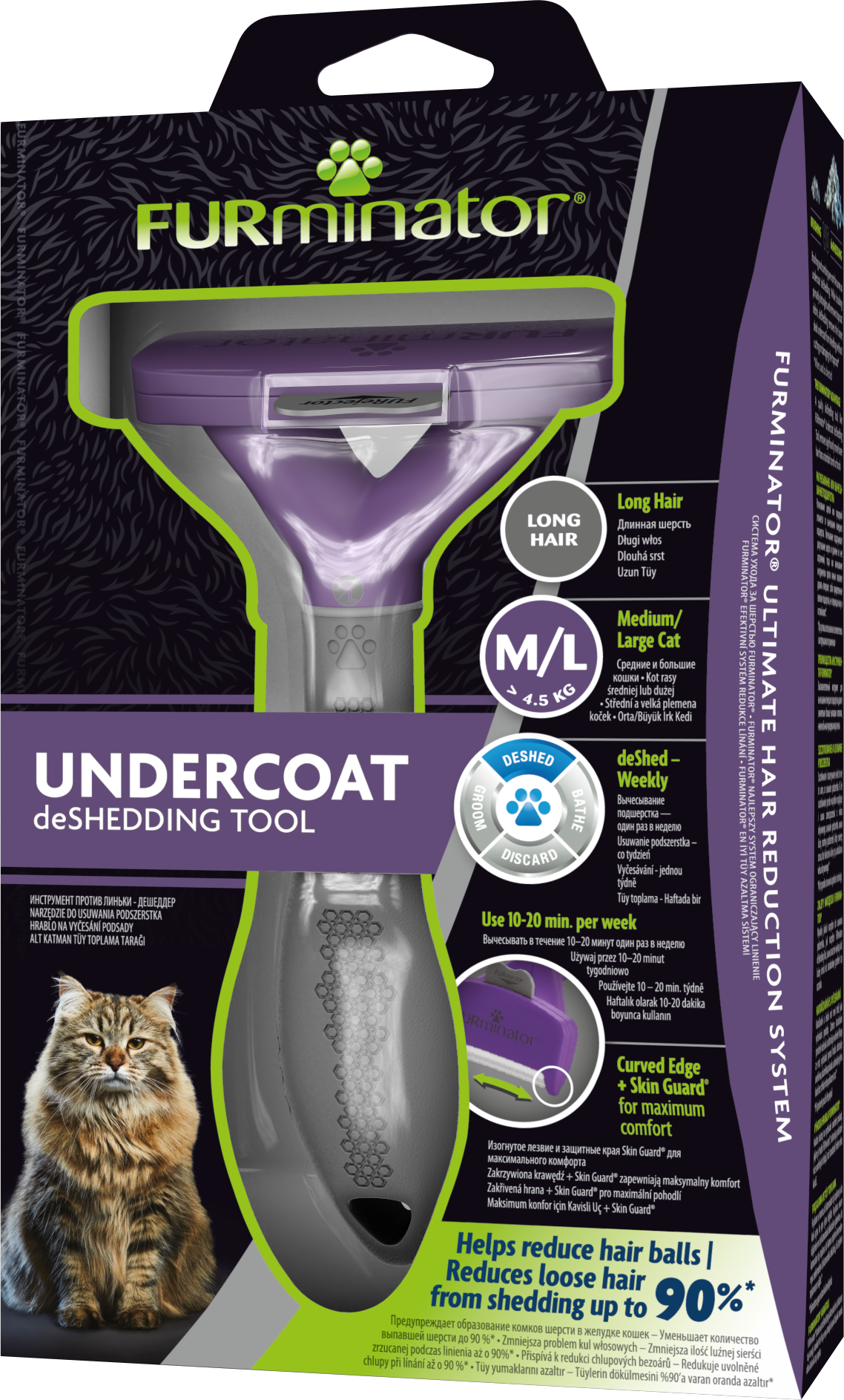 Furminator Longhair Uzun Tüylü Kediler İçin Tüy Toplama Tarağı (M/L)