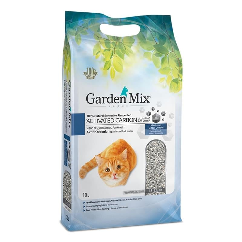 Garden Mix Aktif Karbonlu Bentonit İnce Taneli Kedi Kumu 10 Lt