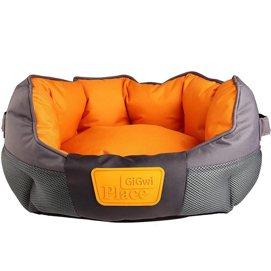Gigwi Kanvas Gri Turuncu Kumaş Kedi Köpek Yatağı Large