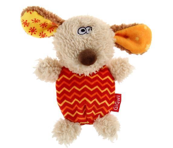 Gigwi  Plush Friendz Sesli Fare Gri-Kırmızı Peluş Köpek Oyuncağı