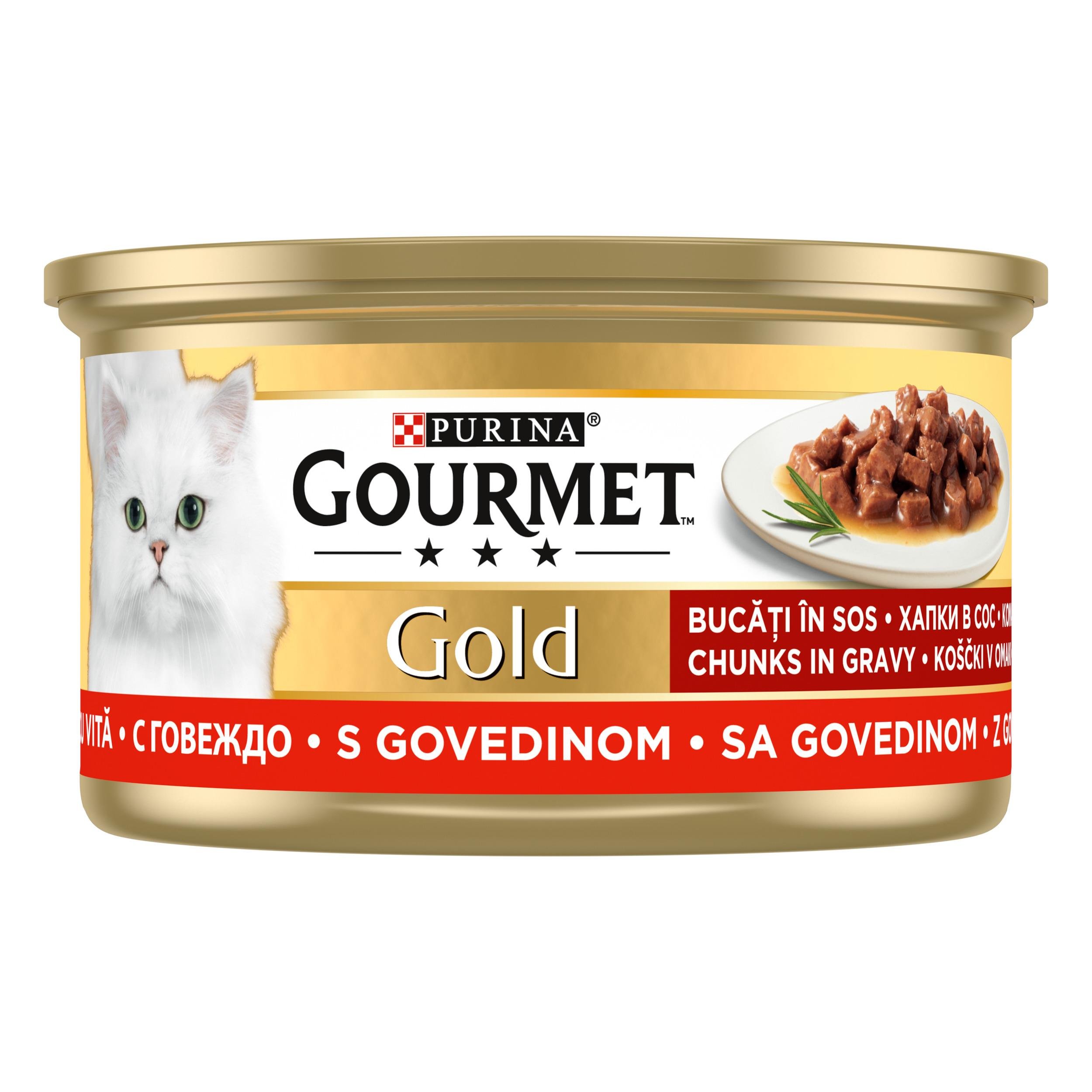 Gourmet Gold Soslu Parça Sığır Etli Yetişkin Kedi Konservesi 85 Gr