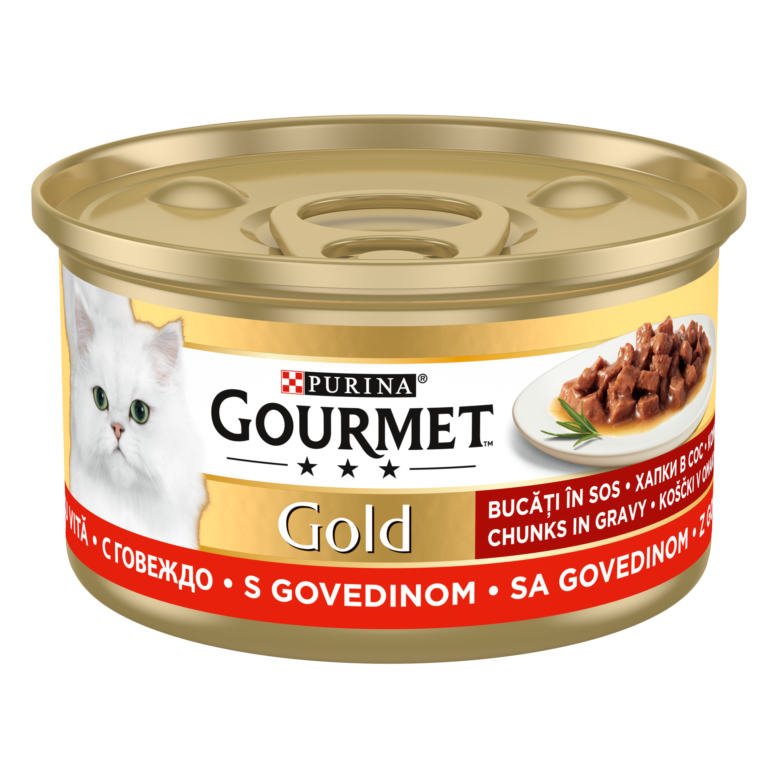 Gourmet Gold Soslu Parça Sığır Etli Yetişkin Kedi Konservesi 85 Gr