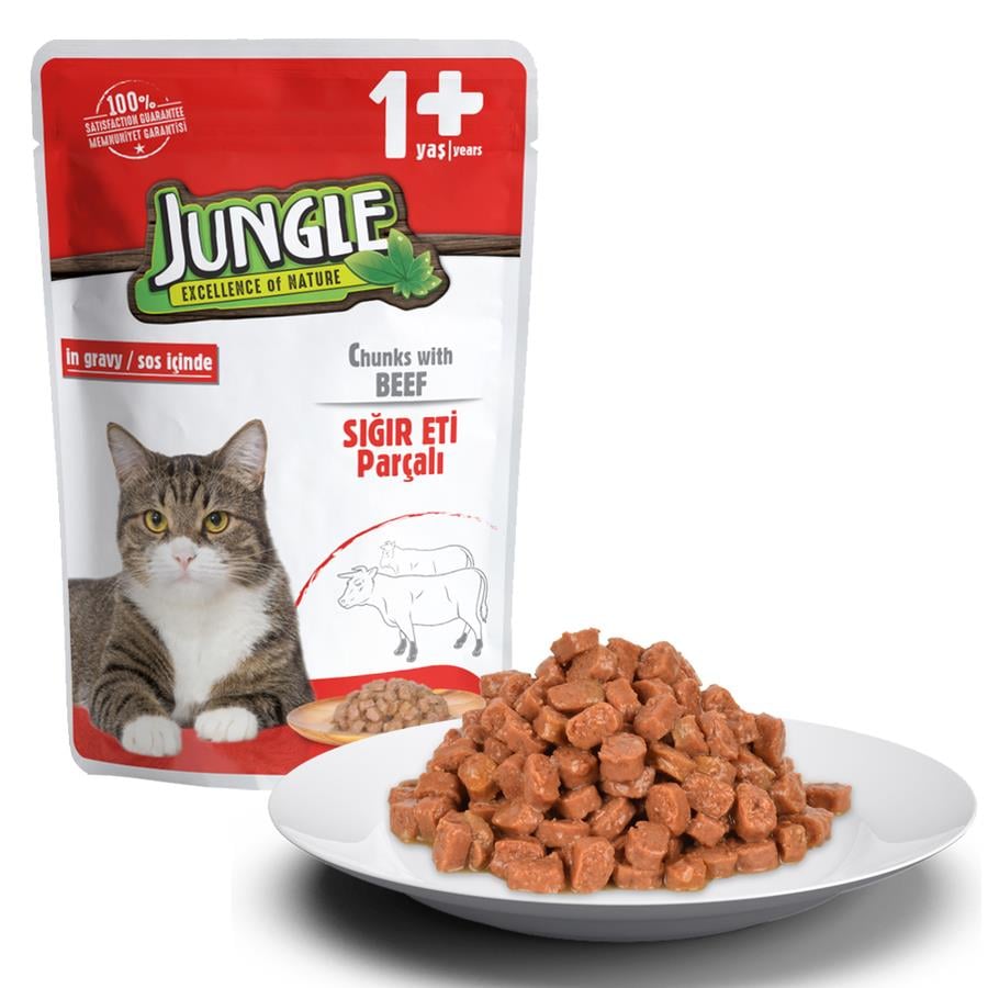 Jungle Biftekli Pouch Yetişkin Kedi Yaş Maması 100 Gr