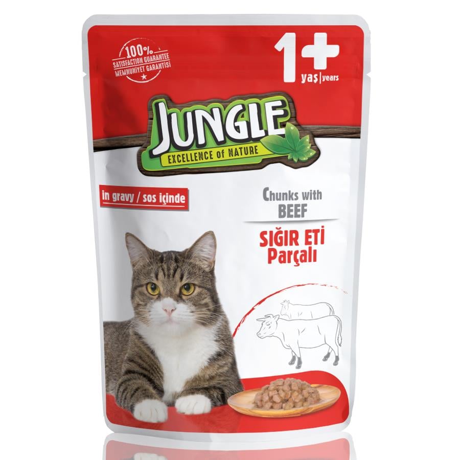 Jungle Biftekli Pouch Yetişkin Kedi Yaş Maması 100 Gr