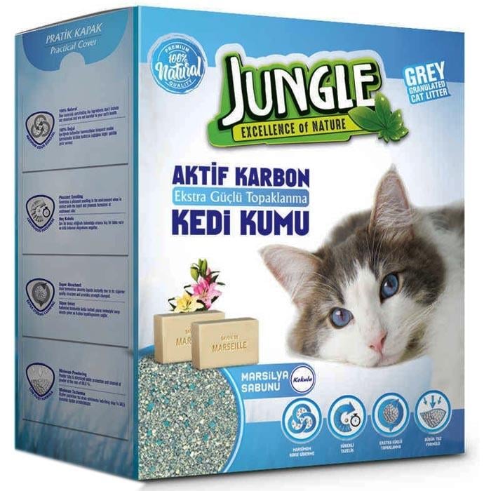 Jungle Marsilya Sabunlu Karbonlu İnce Kedi Kumu 6 Lt
