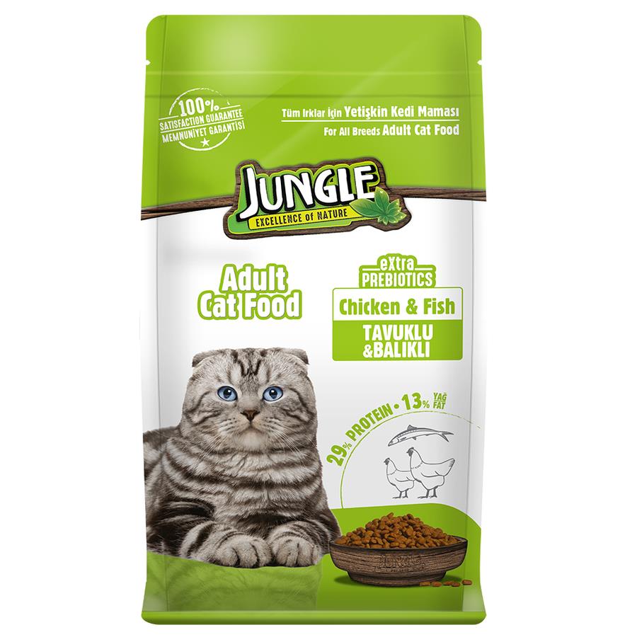 Jungle Tavuklu ve Balıklı Yetişkin Kedi Maması 1.5 Kg