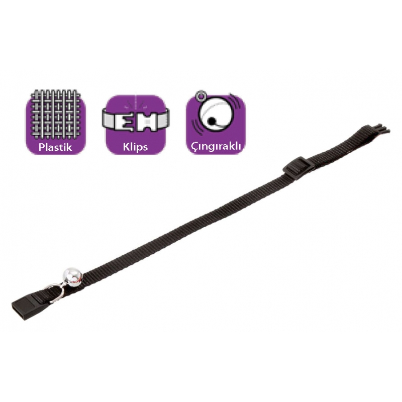Karlie Boyun Tasması Çıngıraklı 30 Cm Siyah
