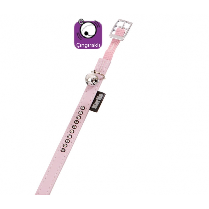Karlie Deri Taşlı Kedi Boyun Tasması .xs 30cm-11mm Toz Pembe
