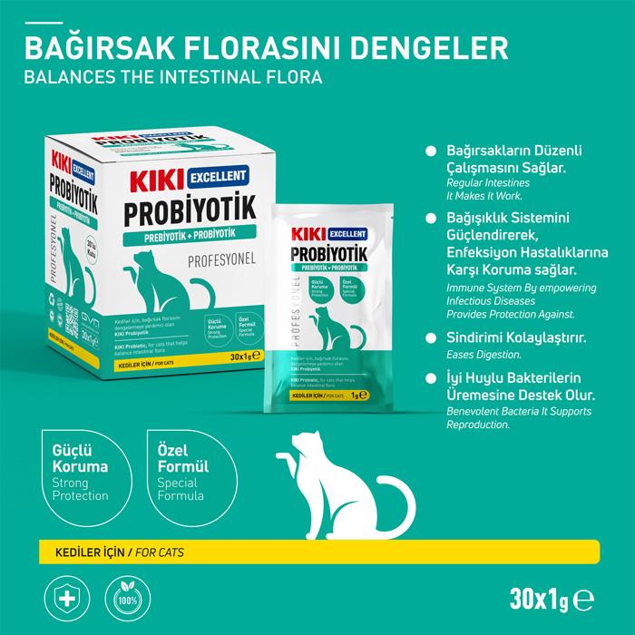 Kiki Excellent Kedi Probiyotik + Prebiyotik Saşe 30 Adet