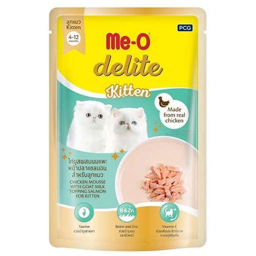 Me-O Delite Pouch Kitten Tavuklu, Somonlu ve Keçi Sütlü Yavru Kedi Yaş Maması 70 Gr