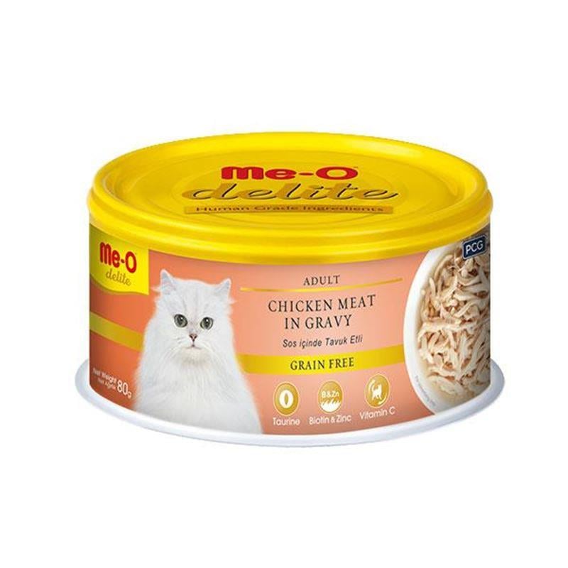 Me-O Delite Tavuk Etli Tahılsız Yetişkin Kedi Konservesi 80 Gr