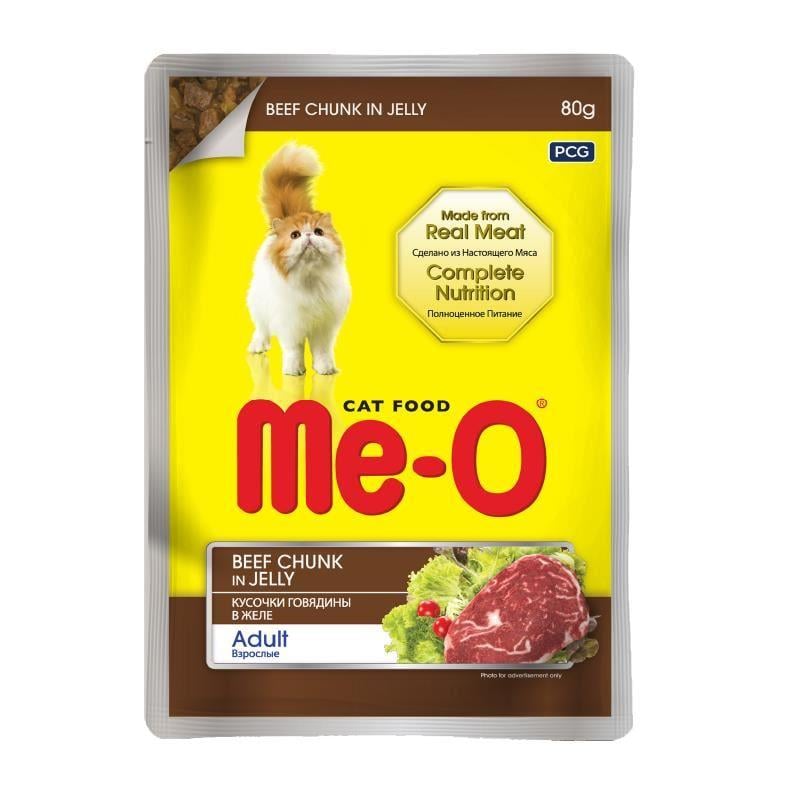 Me-O Pouch Jöle İçinde Dana Etli Yetişkin Kedi Yaş Maması 80 Gr
