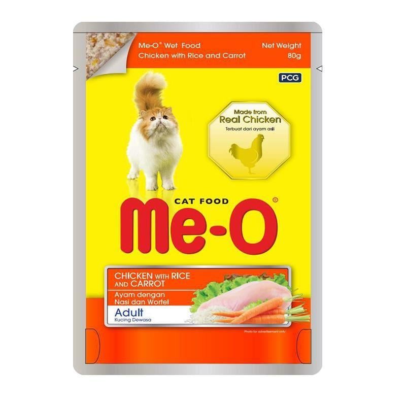 Me-O Pouch Tavuklu Pirinçli ve Havuçlu Yetişkin Kedi Yaş Maması 80 Gr
