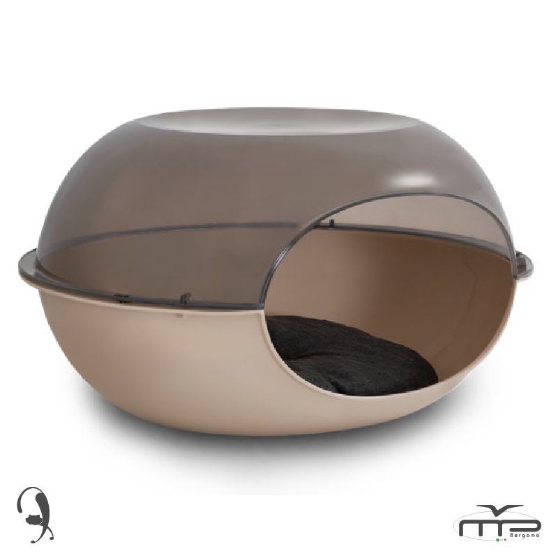 Mp Luna Şeffaf Gri-Kahverengi Kedi Evi 57*38*31cm