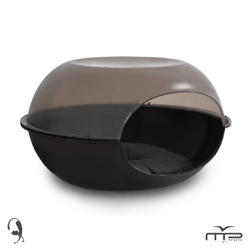 Mp Luna Şeffaf Gri-siyah Kedi Evi 57*38*31cm