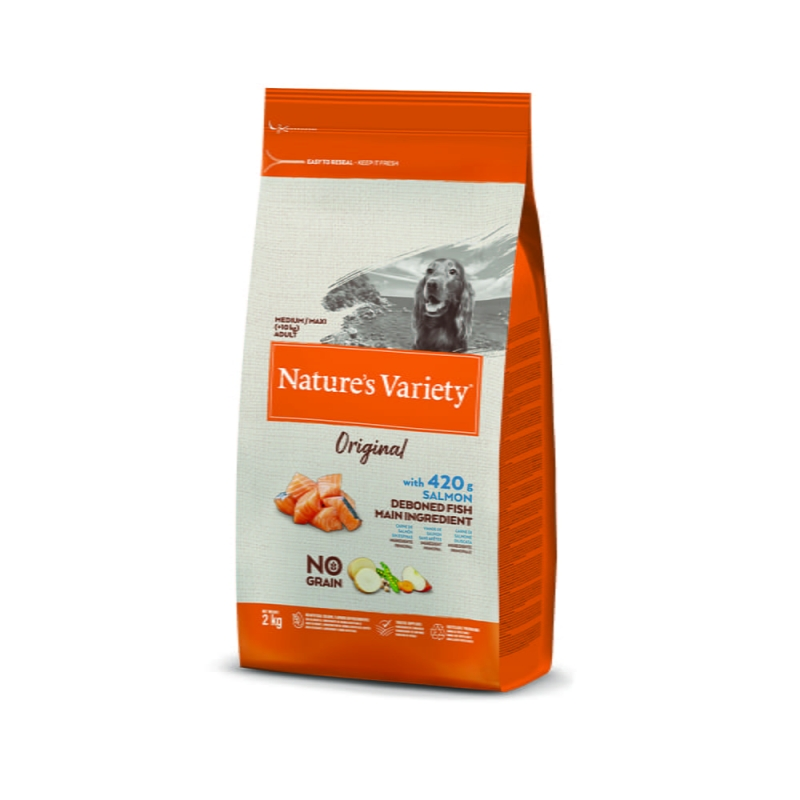 Nature's Variety Dog No Grain Medium/Maxi Adult Salmon - Yetişkin Köpek Orta/Büyük Irk Somonlu 2 Kg