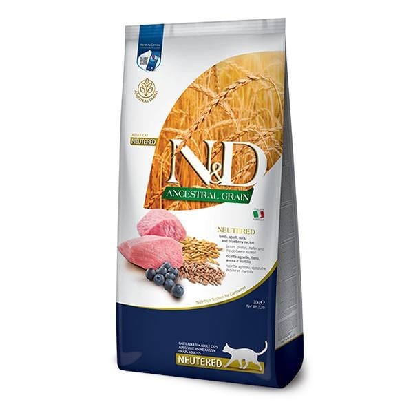 N&D Ancestral Grain Düşük Tahıllı Kuzulu Yaban Mersinli Kısırlaştırılmış Kedi Maması 10 Kg