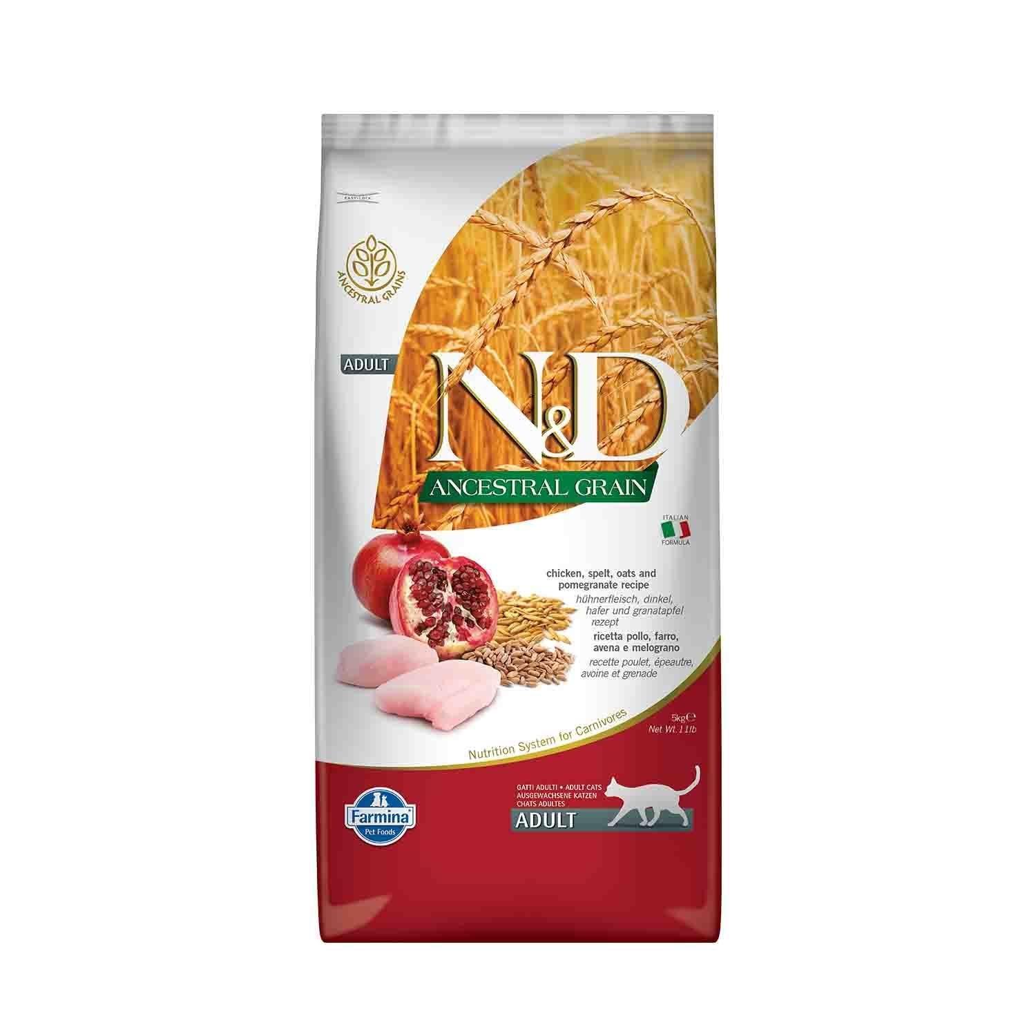 N&D Ancestral Grain Düşük Tahıllı Tavuklu Narlı Yetişkin Kedi Maması 5 Kg