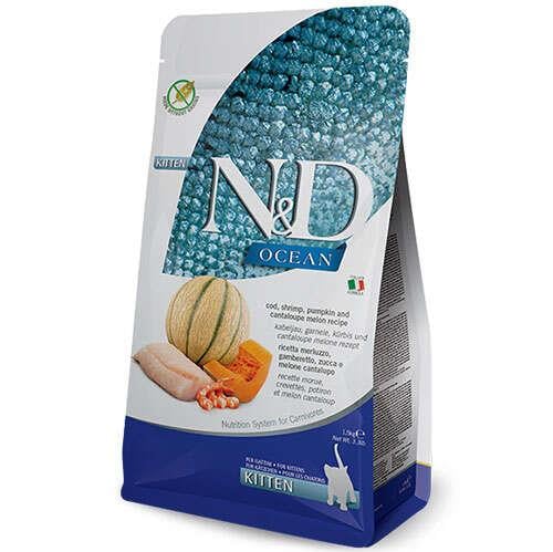 N&D Ocean Tahılsız Kitten Morina Balığı BalKabak Kavun ve Karides Yavru Kedi Maması 1.5 Kg