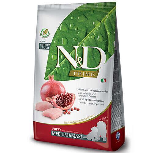 N&D Prime Puppy Medium Maxi Tahılsız Tavuk Nar Orta ve Büyük Irk Yavru Köpek Maması 12 Kg