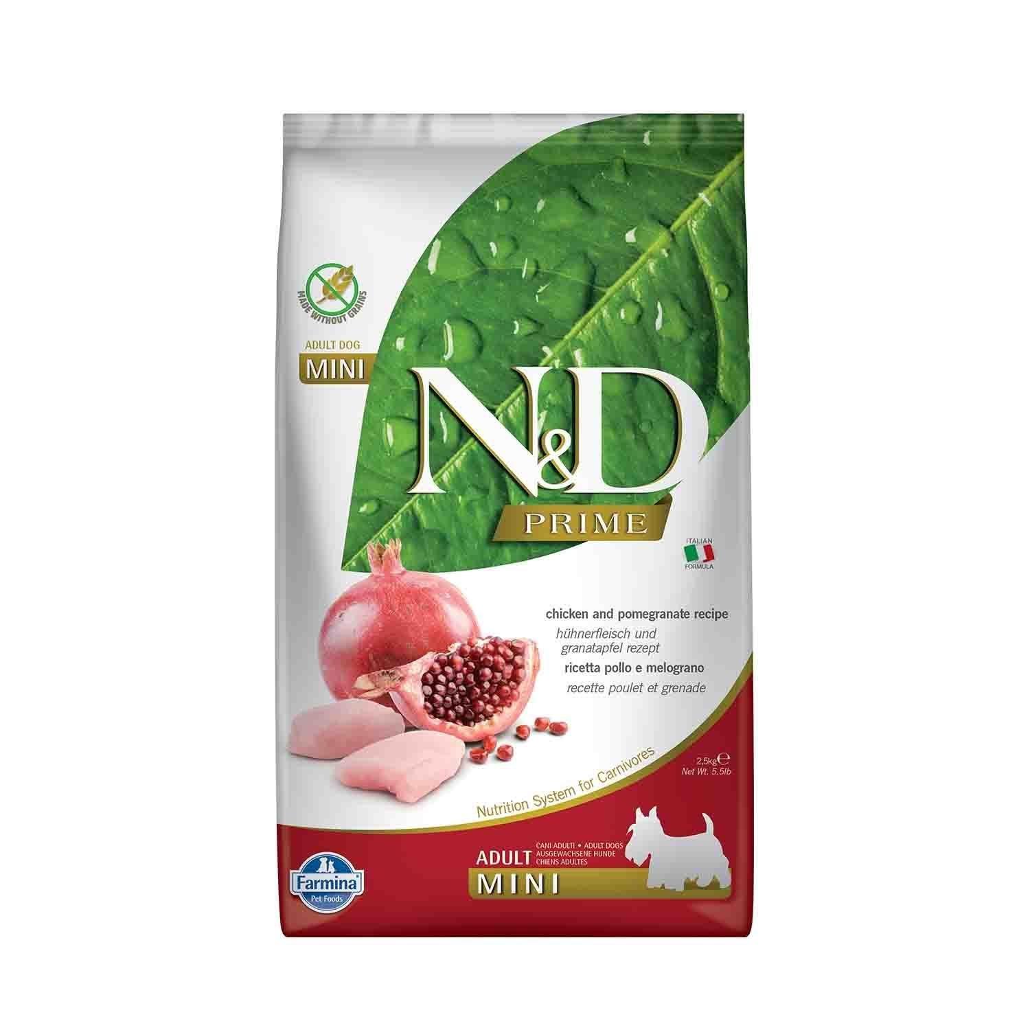 N&D Prime Tahılsız Tavuklu Narlı Küçük Irk Yetişkin Köpek Maması 2.5 Kg