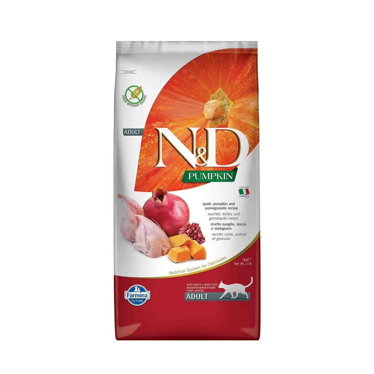 N&D Pumpkin Tahılsız Bıldırcın Etli BalKabaklı ve Narlı Yetişkin Kedi Maması 5 Kg