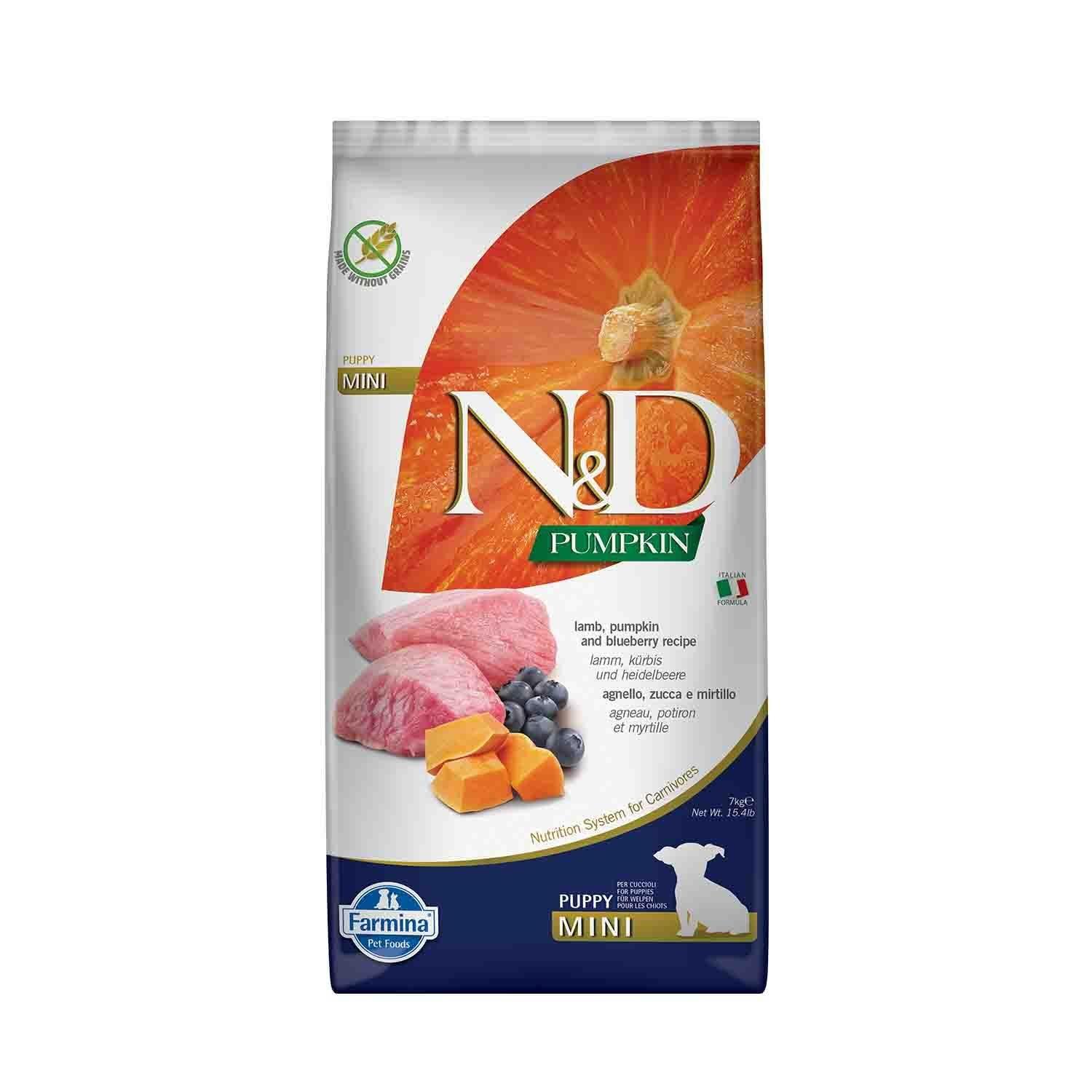 N&D Pumpkin Tahılsız Puppy Mini Bal Kabaklı Kuzu Etli Yaban Mersinli Küçük Irk Yavru Köpek Maması 7 Kg