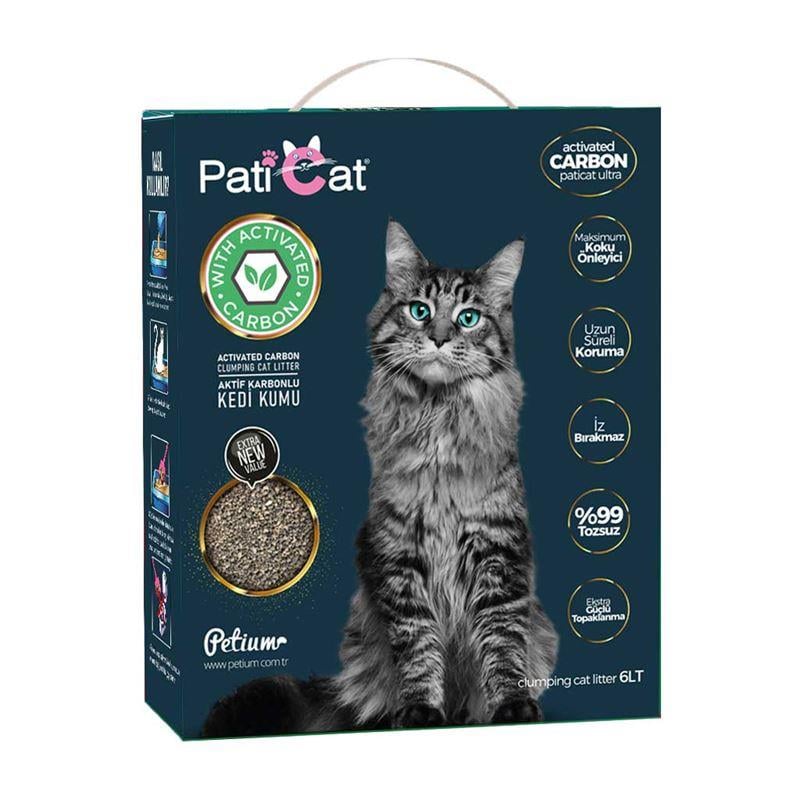 PatiCat Aktif Karbonlu Topaklanan İnce Kedi Kumu 6 Lt
