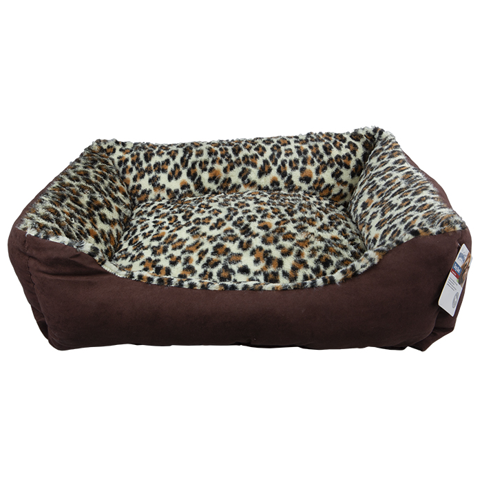 Pawise Kedi & Köpek Yatağı Kahverengi Leopar Desenli 63,5x48x20 Cm