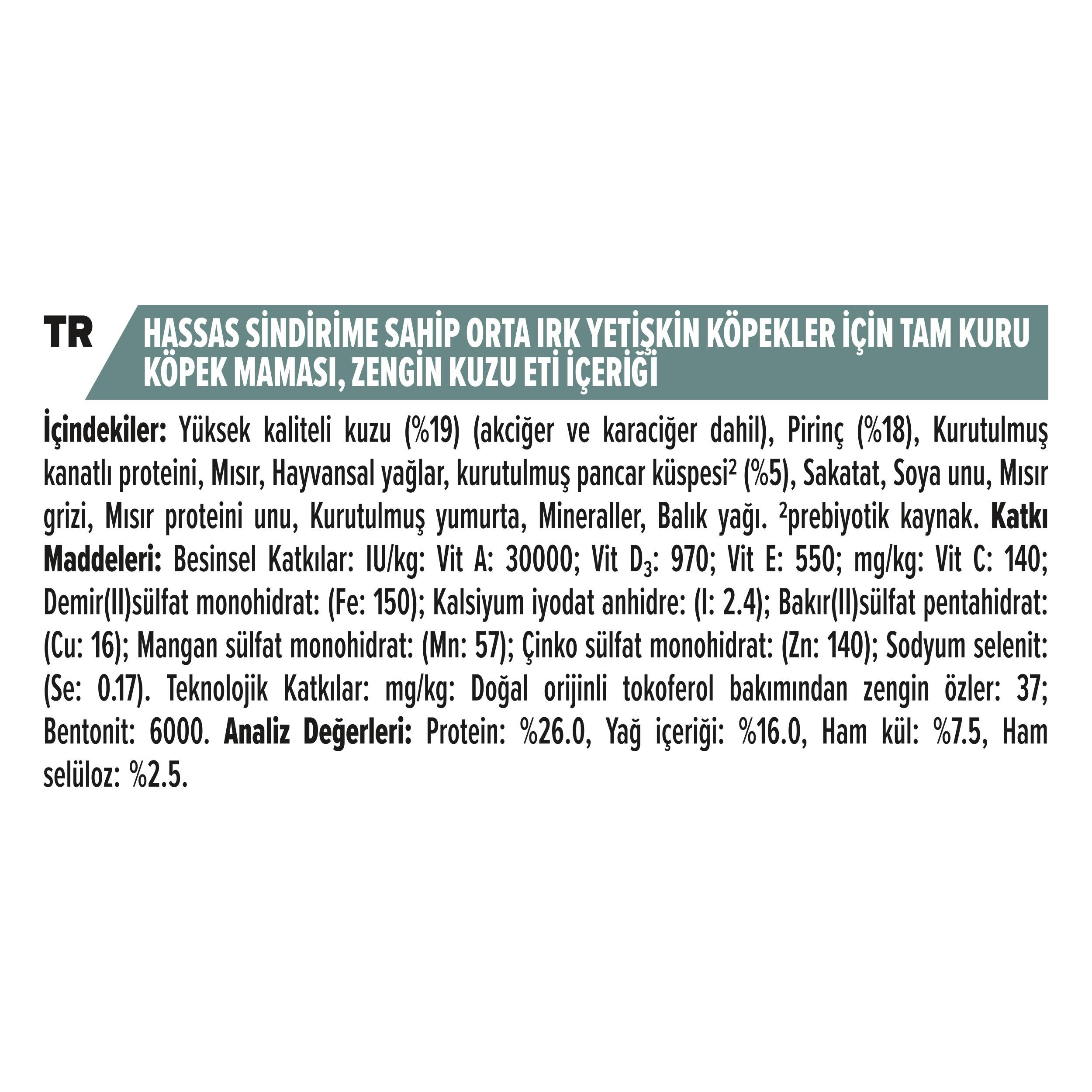 Pro Plan Medium Adult Kuzu Etli Orta Irk Yetişkin Köpek Maması 3 Kg