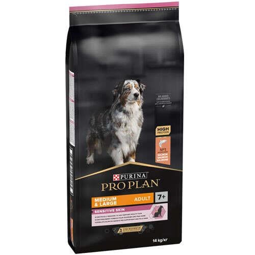 Pro Plan Sensitive Skin Senior 7+ Somonlu Orta ve Büyük Irk Yaşlı Köpek Maması 14 Kg