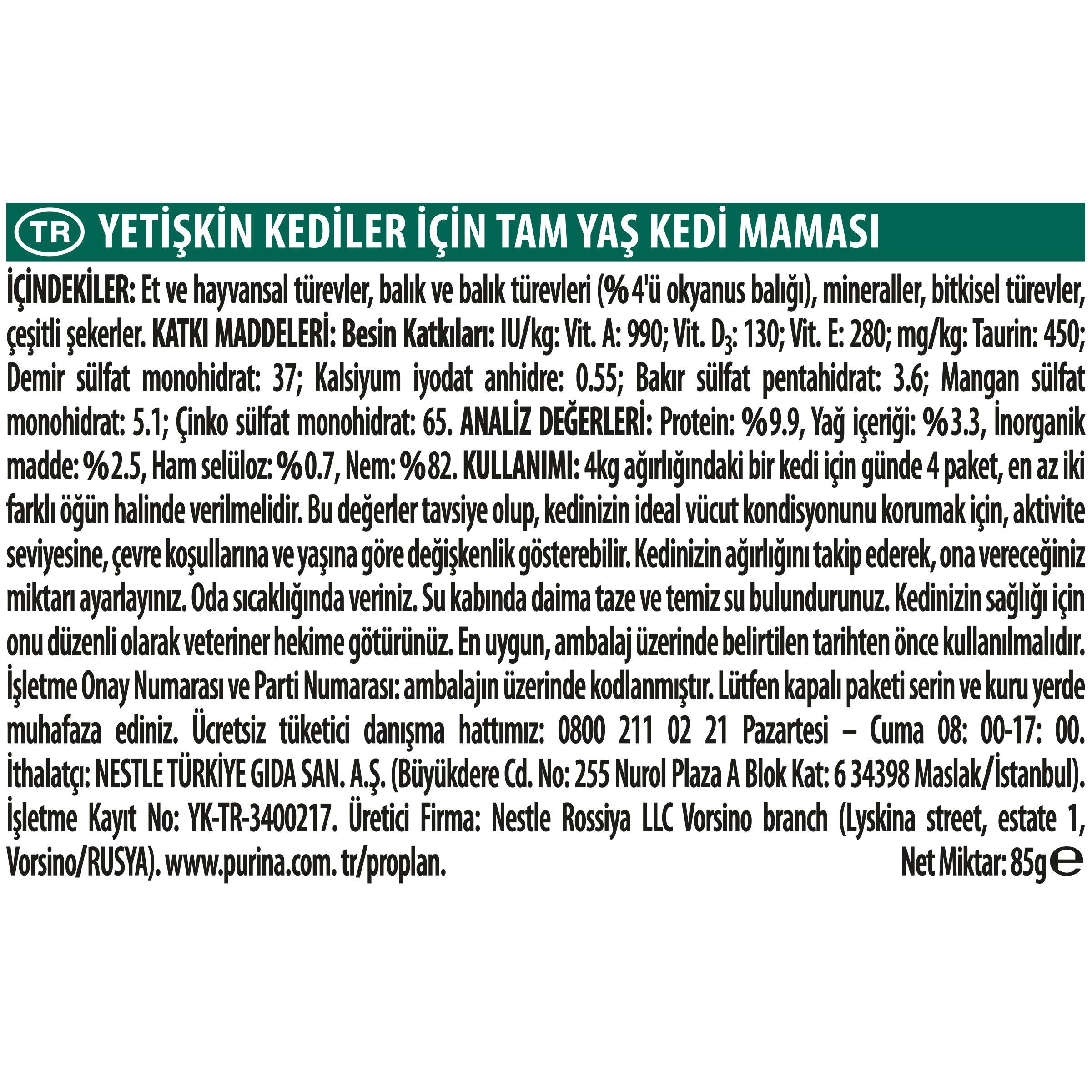 Pro Plan Sterilised Okyanus Balıklı Kısırlaştırılmış Kedi Yaş Maması 85 Gr