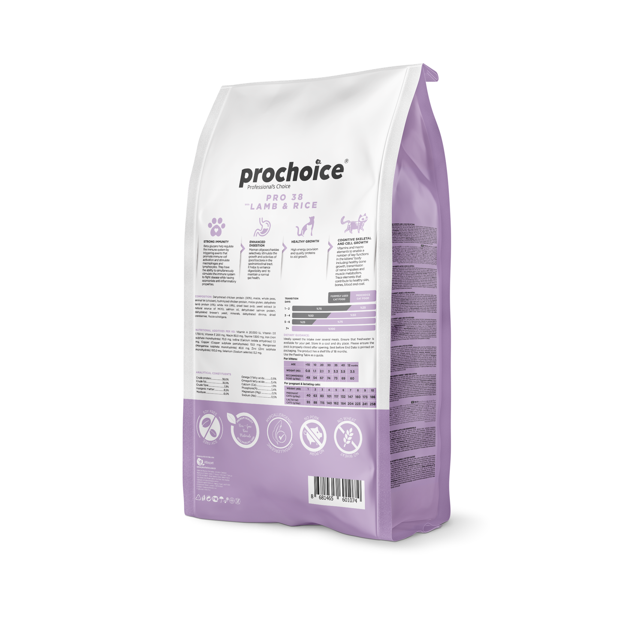 Prochoice 38 HypoAllergenic Düşük Tahıllı Kuzulu ve Pirinçli Yavru Kedi Maması 2 Kg