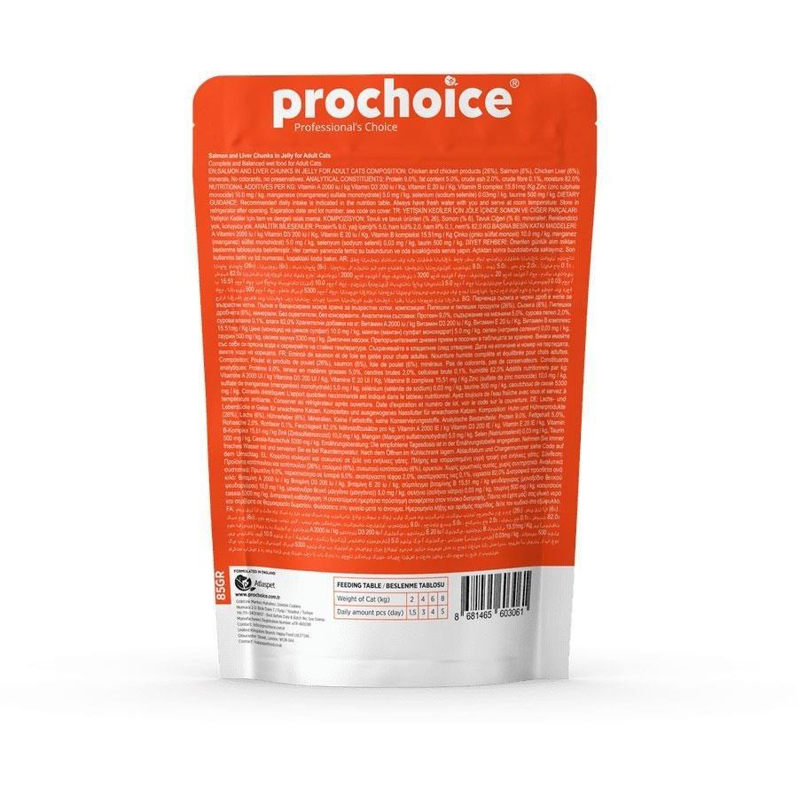 Prochoice Pouch Jöle İçinde Somonlu ve Ciğerli Tahılsız Yetişkin Kedi Yaş Maması 85 Gr