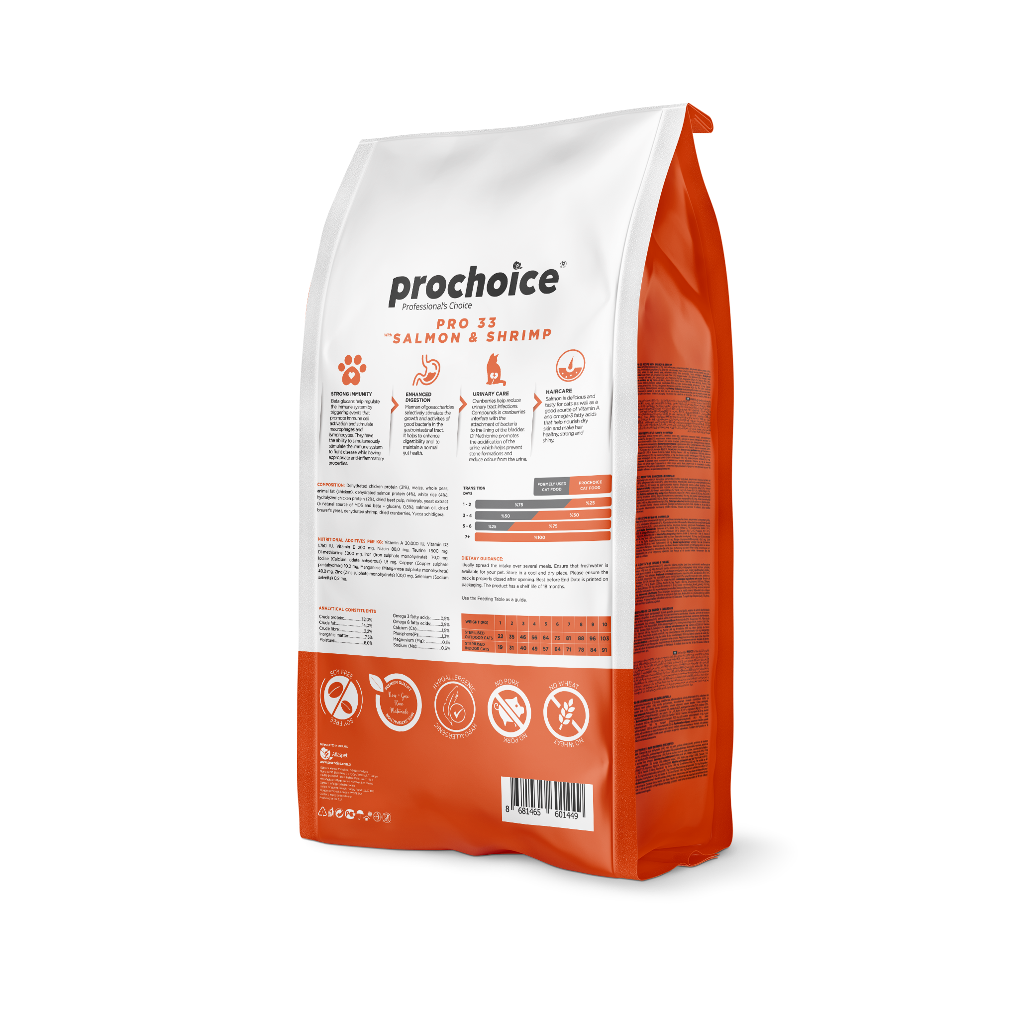 Prochoice Pro 33 Sterilised Düşük Tahıllı Somonlu ve Karidesli Kısırlaştırılmış Kedi Maması 2 Kg